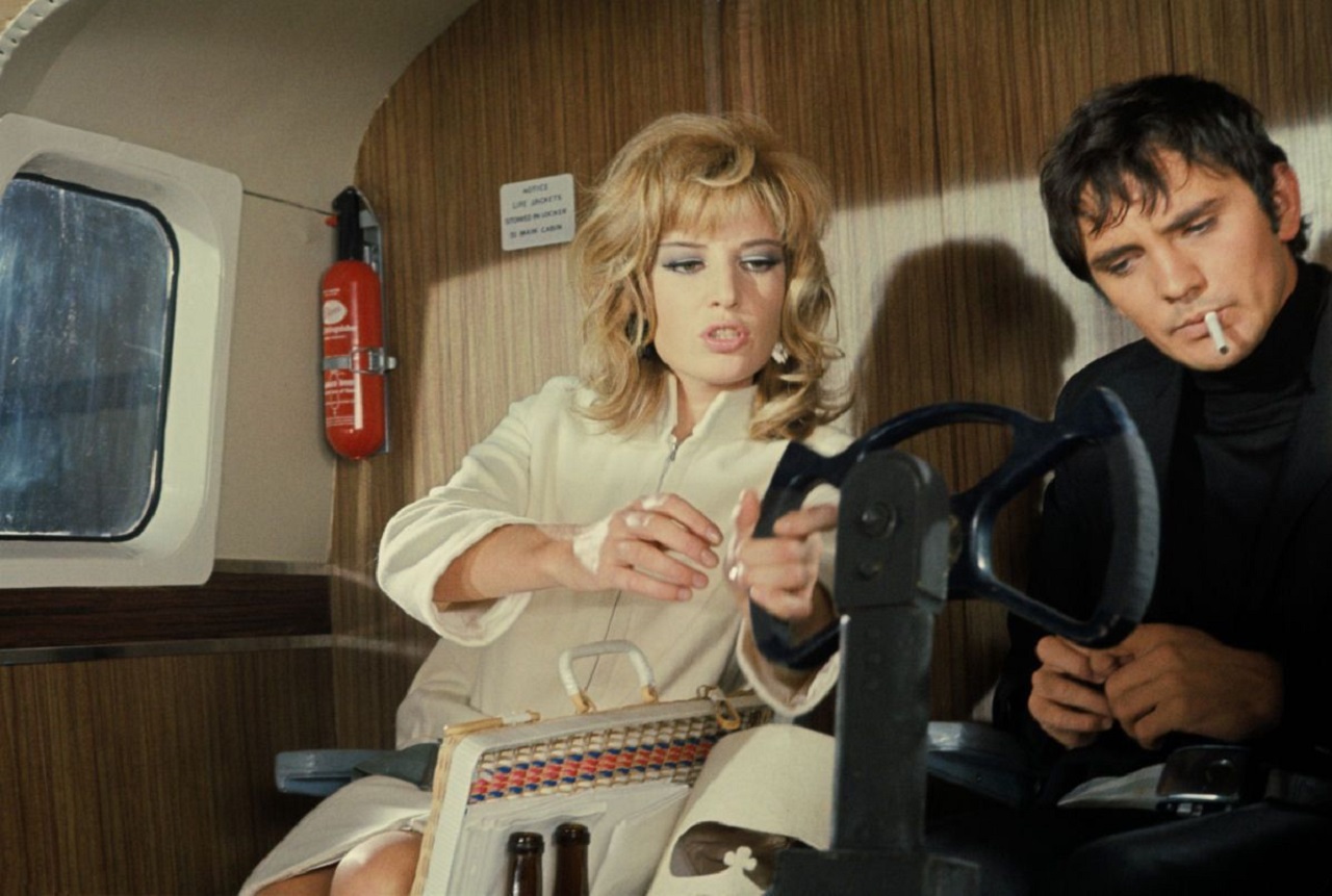 Modesty Blaise (Monica Vitti) and Willie Garvin (Terence Stamp) in Modesty Blaise (1966)
