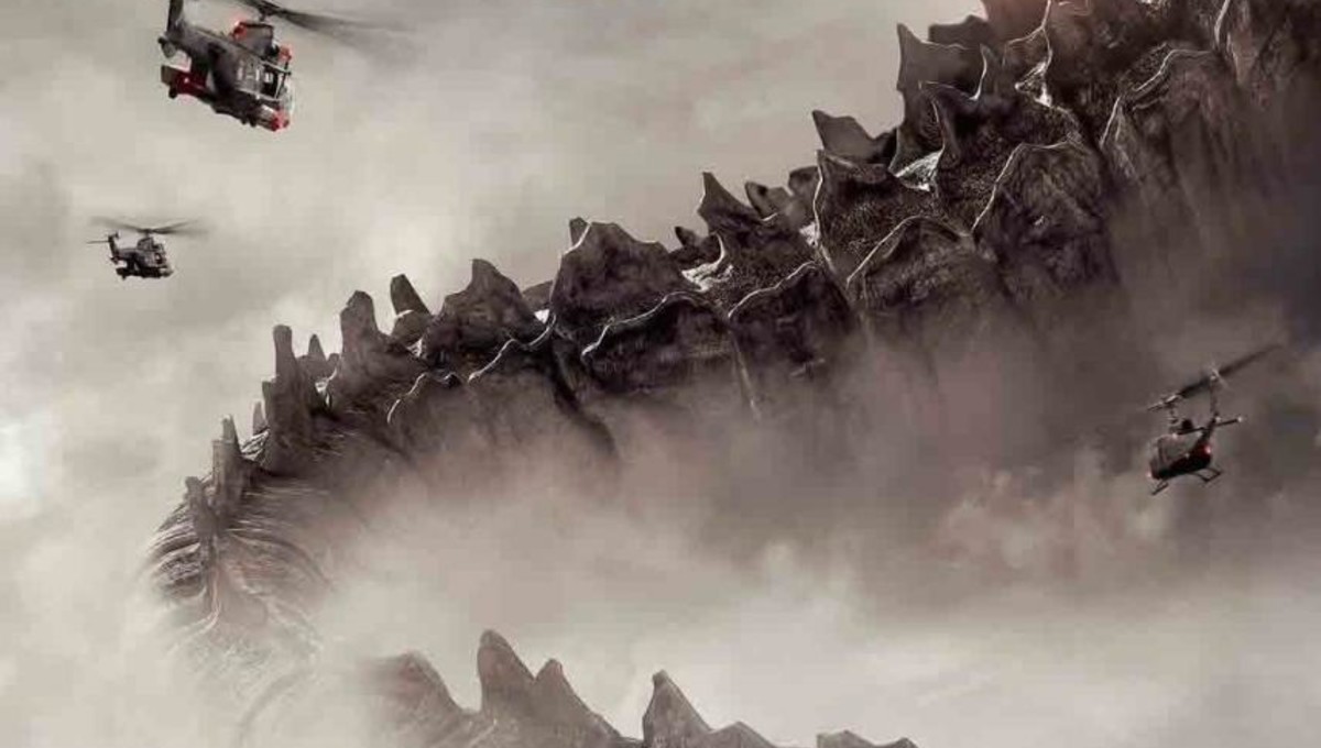 Helicopters fly by giant alien leviathans in Monsters: Dark Continent (2014)