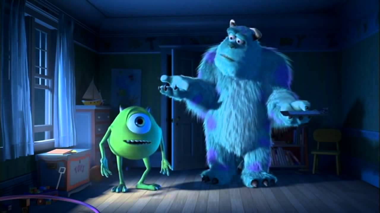 The monsters from the closet - Mike Wazowski (voiced by Billy Crystal) and James P. 'Sulley' Sullivan (voiced by John Goodman) in Monsters, Inc. (2001)