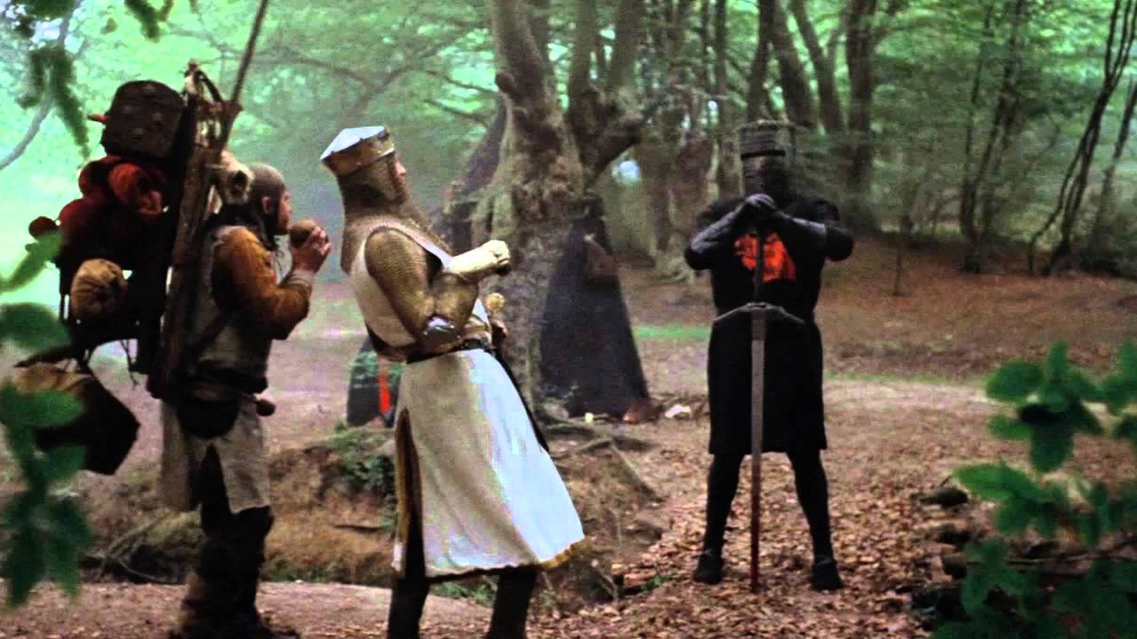 The encounter with the Black Knight from Monty Python and the Holy Grail (1975)