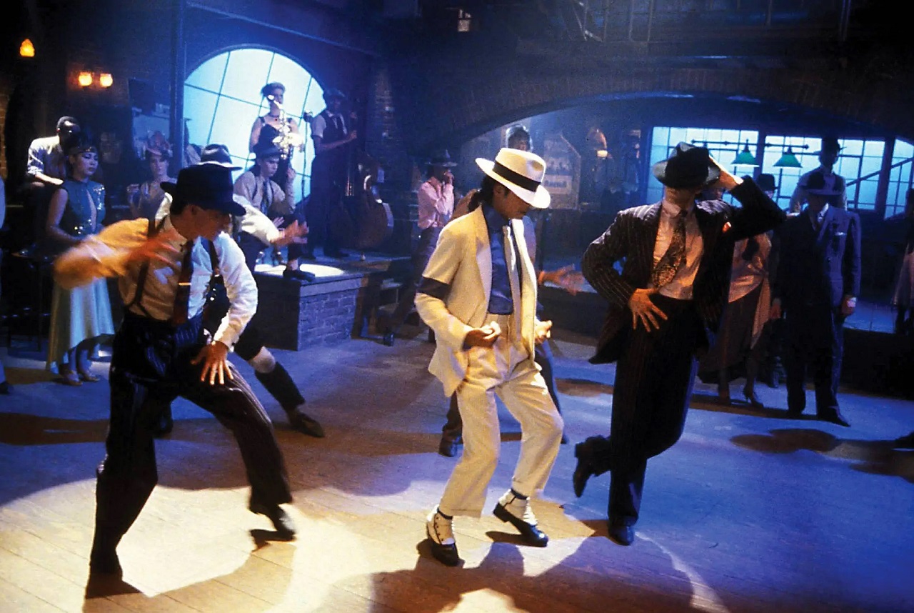 Michael Jackson dancing at The 30s Club in the Smooth Criminal segment of Moonwalker (1988)