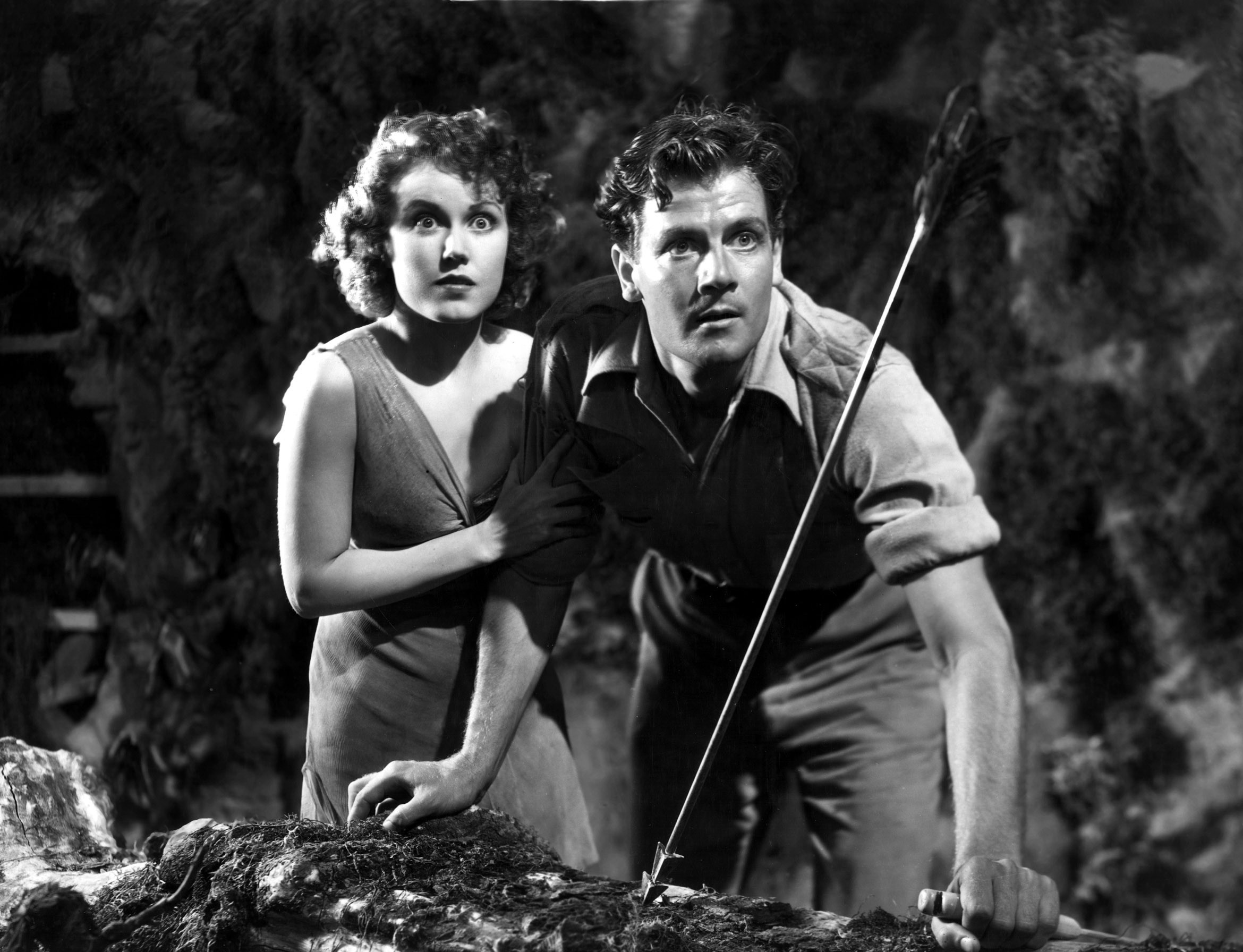 Fay Wray and Joel McCrea - forced to survive with their bare hands while hunted in The Most Dangerous Game (1932)
