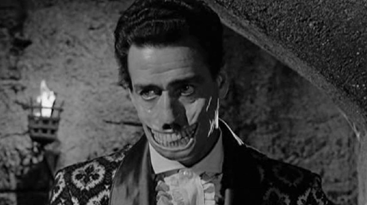 Guy Rolf with frozen grin as Mr. Sardonicus (1961)