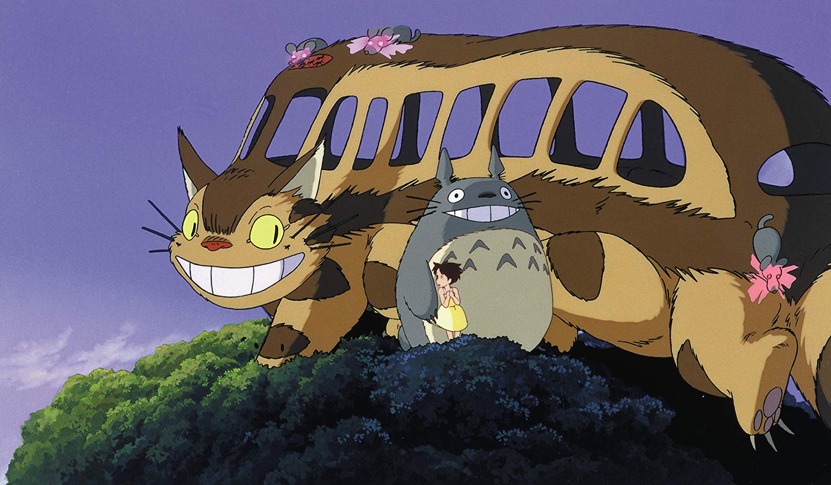 The arrival of the cat bus in My Neighbor Totoro (1988)