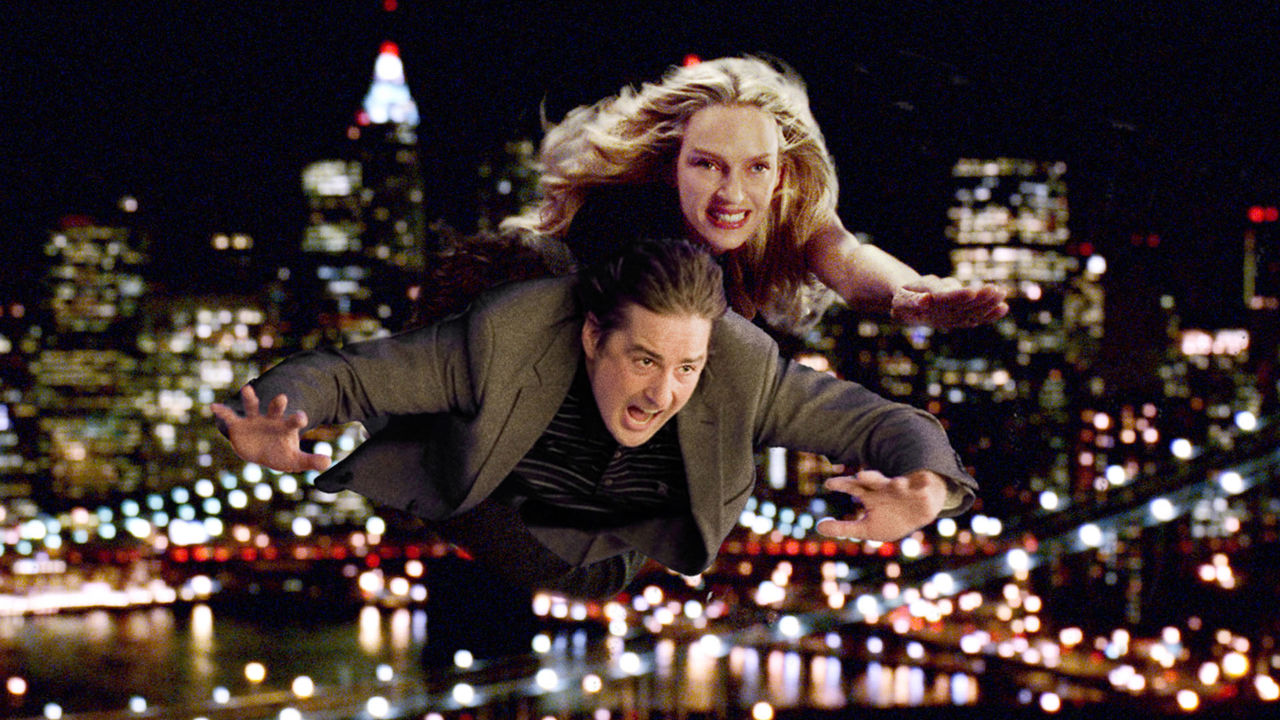 Uma Thurman takes Luke Wilson for a flight in My Super Ex-Girlfriend (2006)
