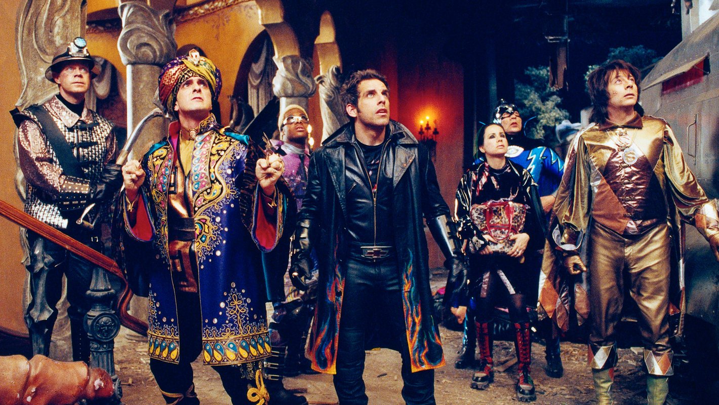 The Mystery Men - (l to r) The Shoveller (William H. Macy), The Blue Rajah (Hank Azaria), Invisible Boy (Kel Mitchel), Mr Furious (Ben Stiller), The Bowler (Janeane Garofalo), The Sphinx (Wes Studi) and The Spleen (Paul Reubens) in Mystery Man (1999)