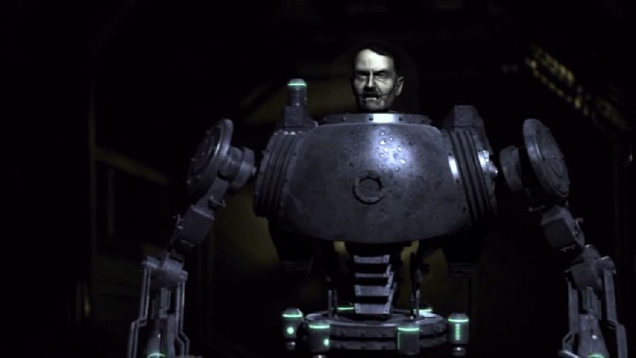 Adolf Hitler (James Maxwell) preserved in a robot body in Nazis at the Center of the Earth (2012)