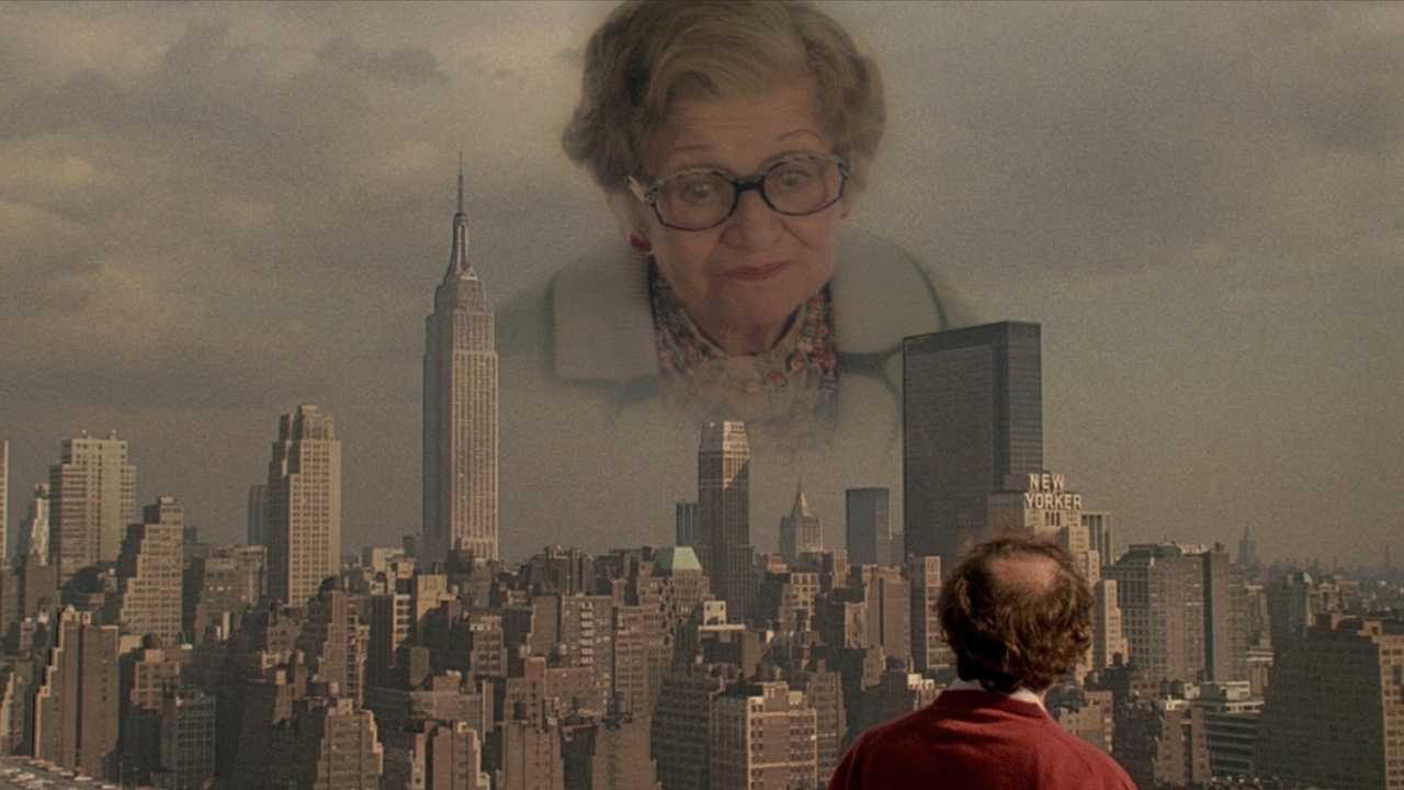 Woody Allen with Mae Questel as his giant nagging mother in New York Stories (1989)