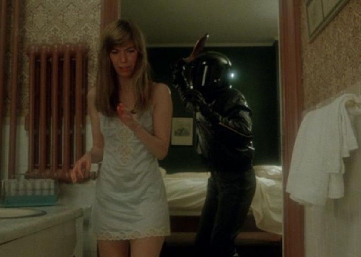 The killer stalks Holly Hardman in Night School (1981)