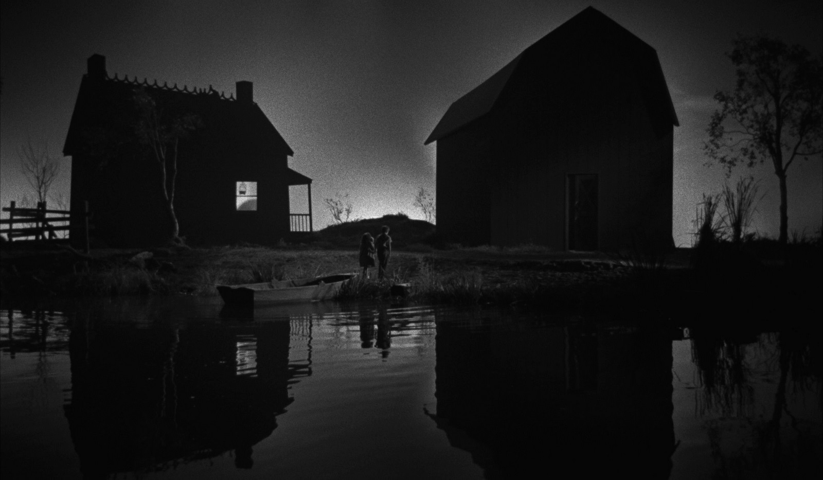 The two children in their extraordinarily stylised journey down the river in The Night of the Hunter (1955)