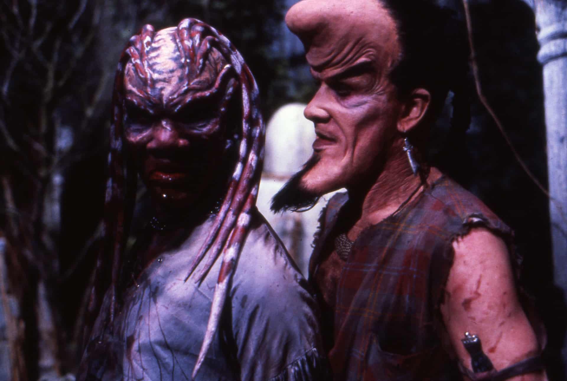 Peloquin (Oliver Parker) and Kinski (Nicholas Vince) - two of the extraordinary makeup creations for the Breed in Nightbreed (1990)