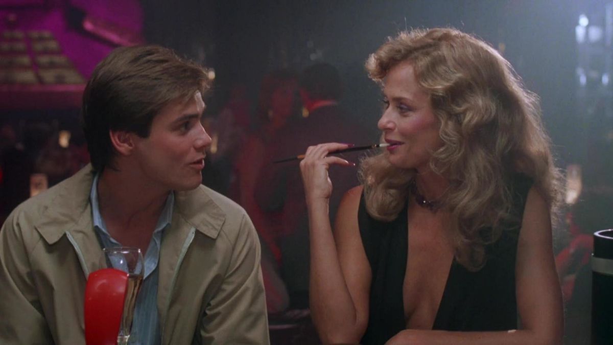 Virginal Jim Carrey falls prey to Lauren Hutton's vampire countess in Once Bitten (1985)