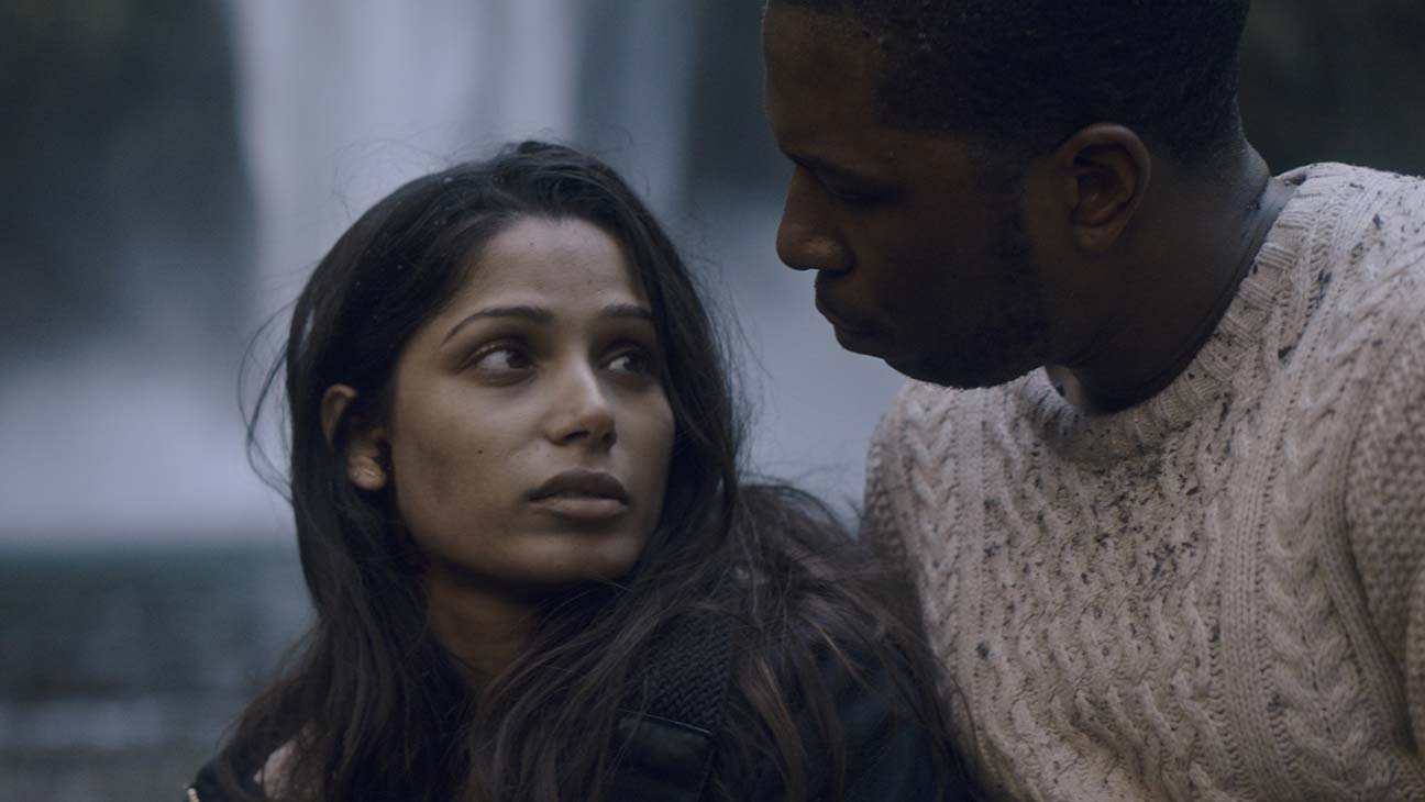 Will (Leslie Odom, Jr.) with Eva (Freida Pinto), possibly the last woman on Earth in Only (2019)