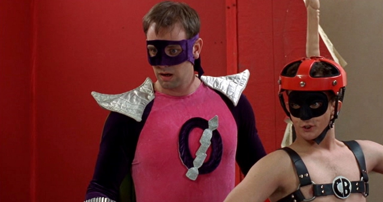 Orgazmo (Trey Parker) and Choda Boy (Dian Bacher) in Orgazmo (1997)