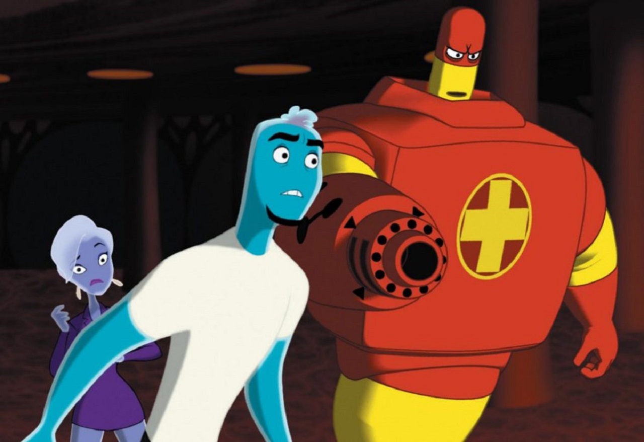 Leah (voiced by Brandy Norwood), Osmosis Jones (voiced by Chris Rock) and Drix (voiced by David Hyde-Pierce) in Osmosis Jones (2001)