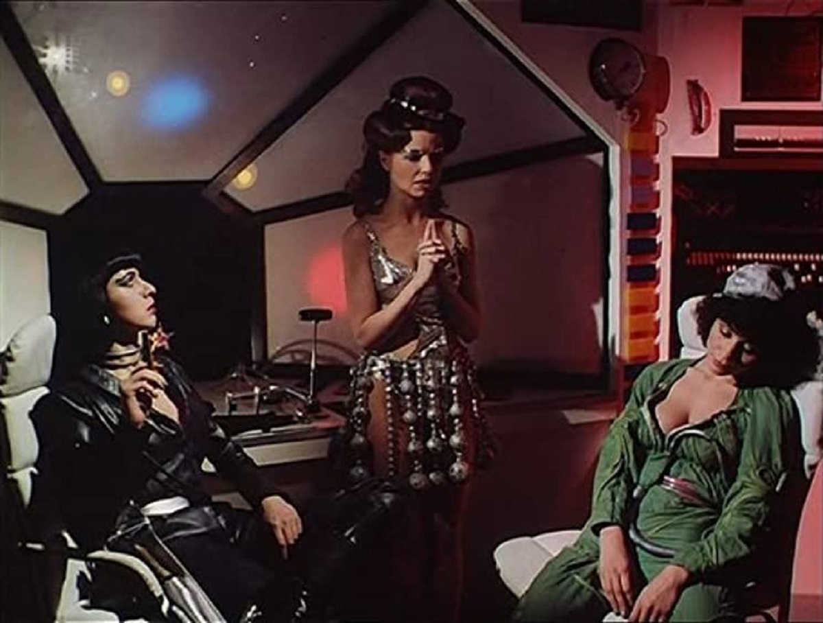 The three alien women - Kate Ferguson, Glory Annen and Ava Cadell in Outer Touch/Spaced Out (1979)