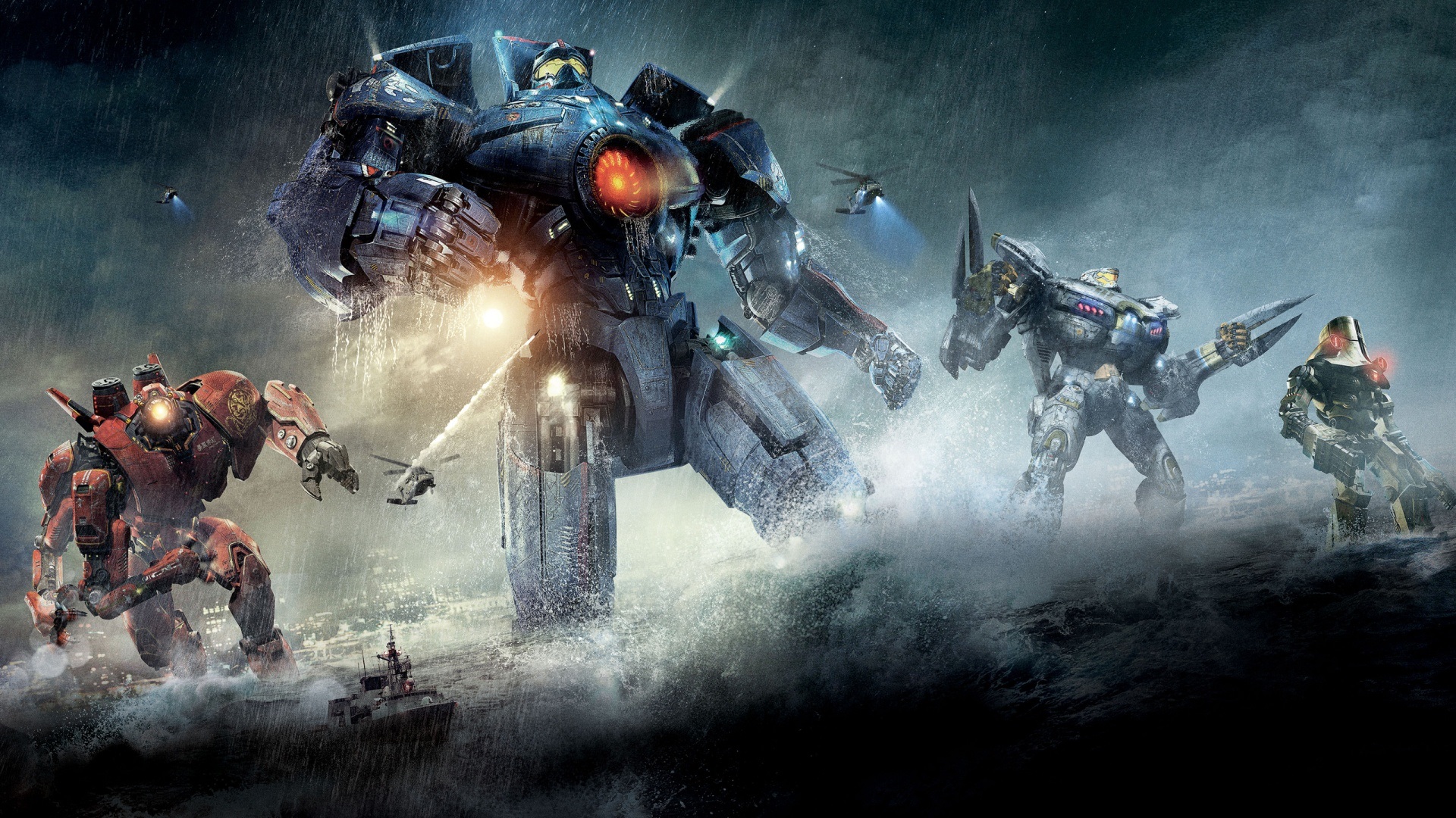 Jaegers go into battle - promotional artwork from Pacific Rim (2013)