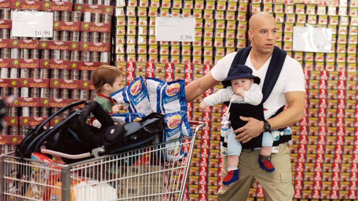 Vin Diesel goes shopping for household supplies in The Pacifier (2005)