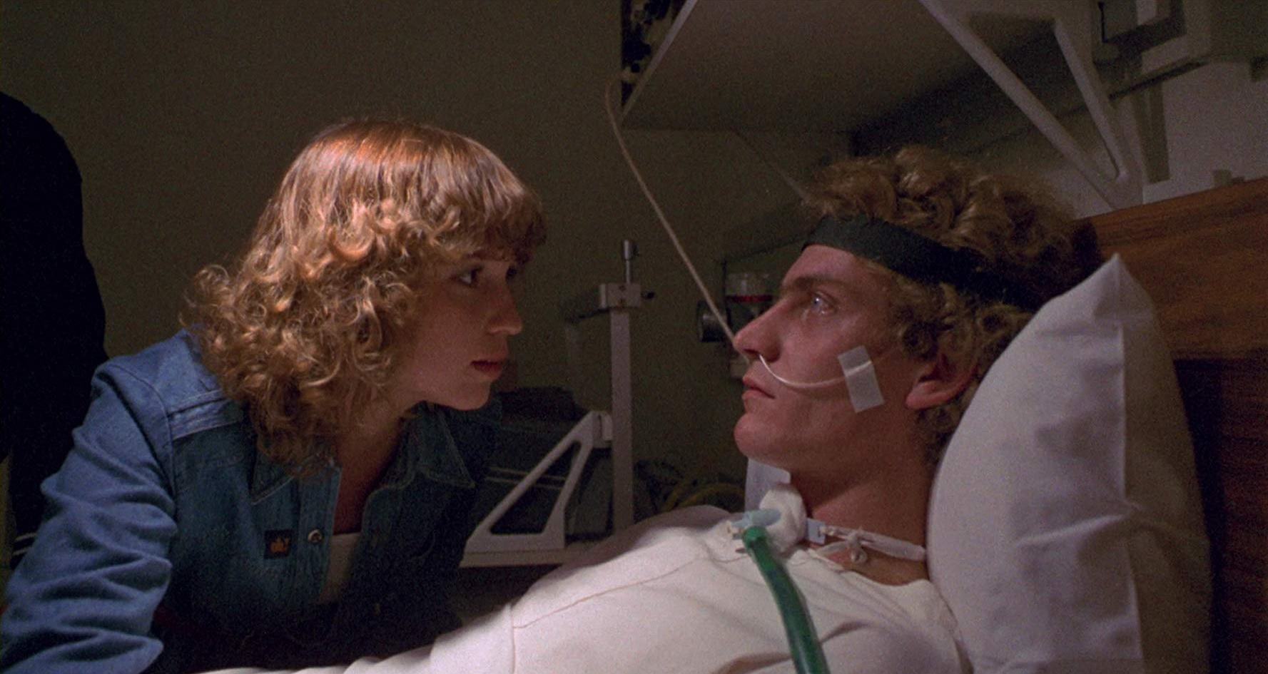 Nurse Susan Penhaligon and comatose patient Patrick (Robert Thompson) in Patrick (1978)
