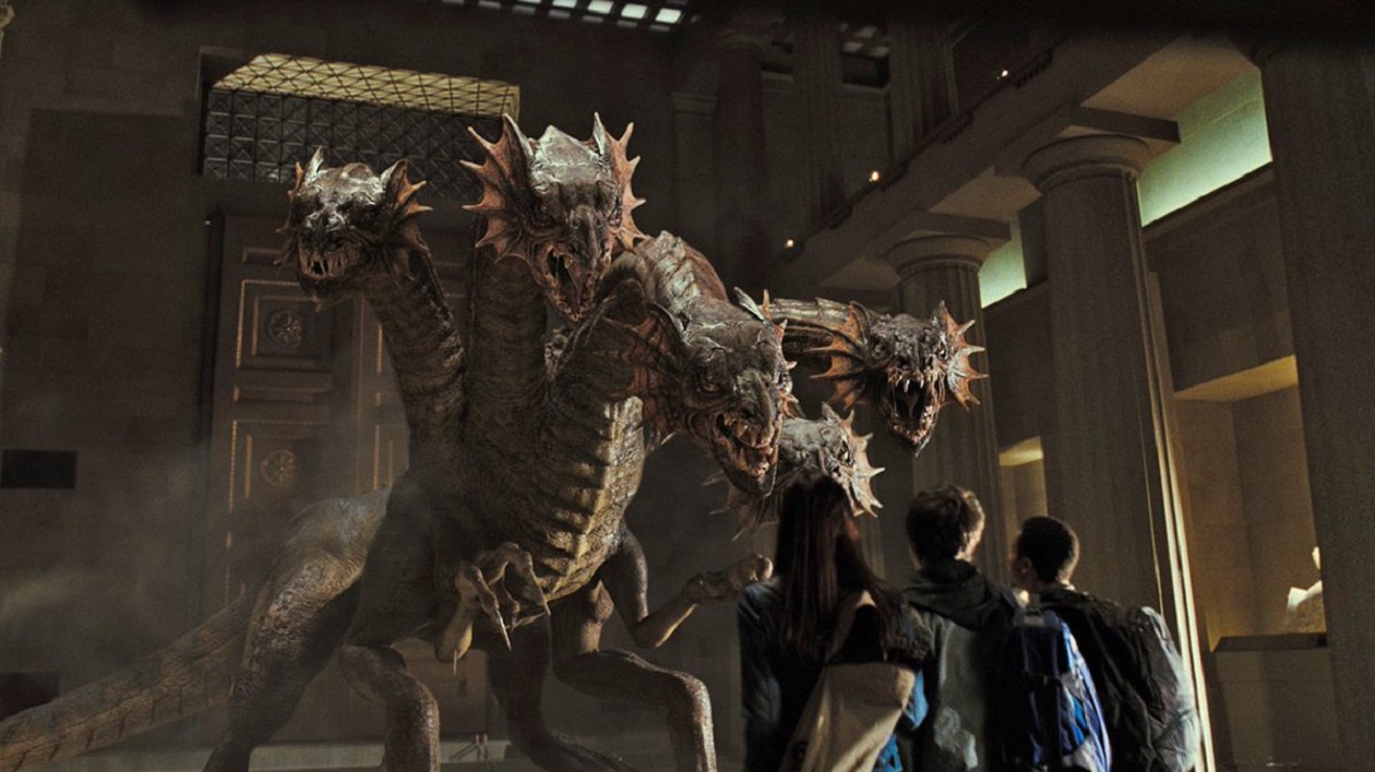 Annabeth, Percy and Grover encounter the unleashed Fury at the museum in Percy Jackson & The Olympians: The Lightning Thief (2010)