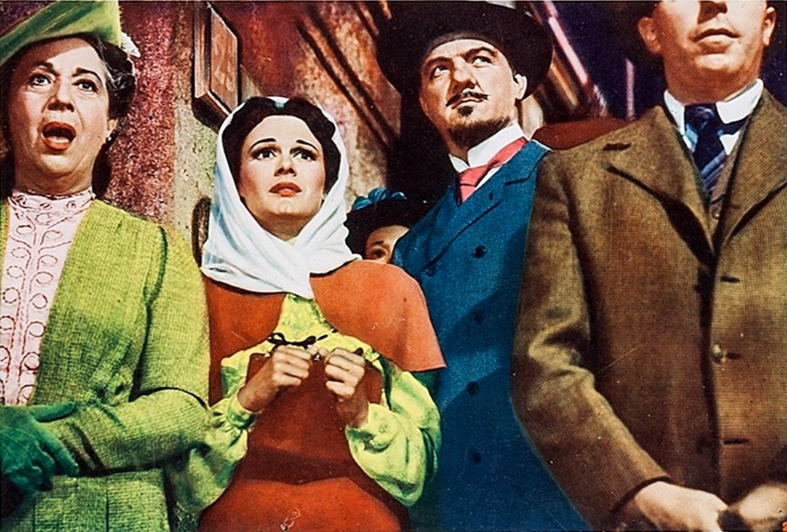 Mad zookeeper Karl Malden with Patricia Medina in Phantom of the Rue Morgue (1954)