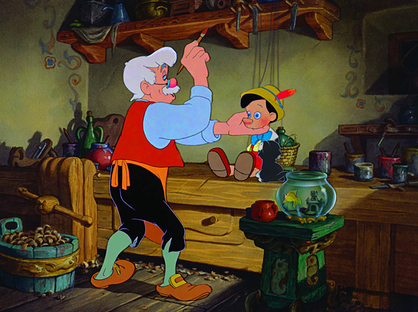 Gepetto brings Pinocchio to life in Pinocchio (1940)