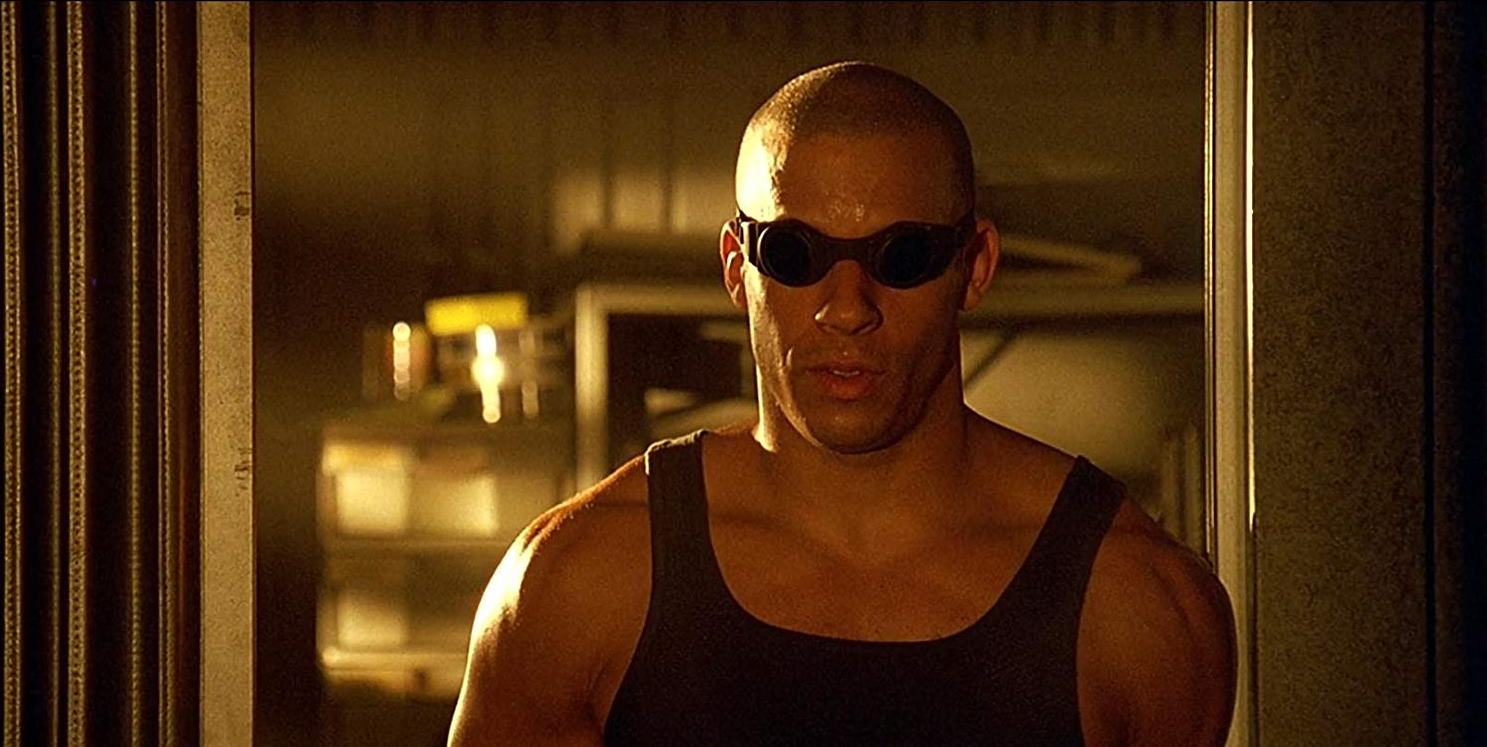 Vin Diesel in his breakout performance as the serial killer Riddick in Pitch Black (2000)