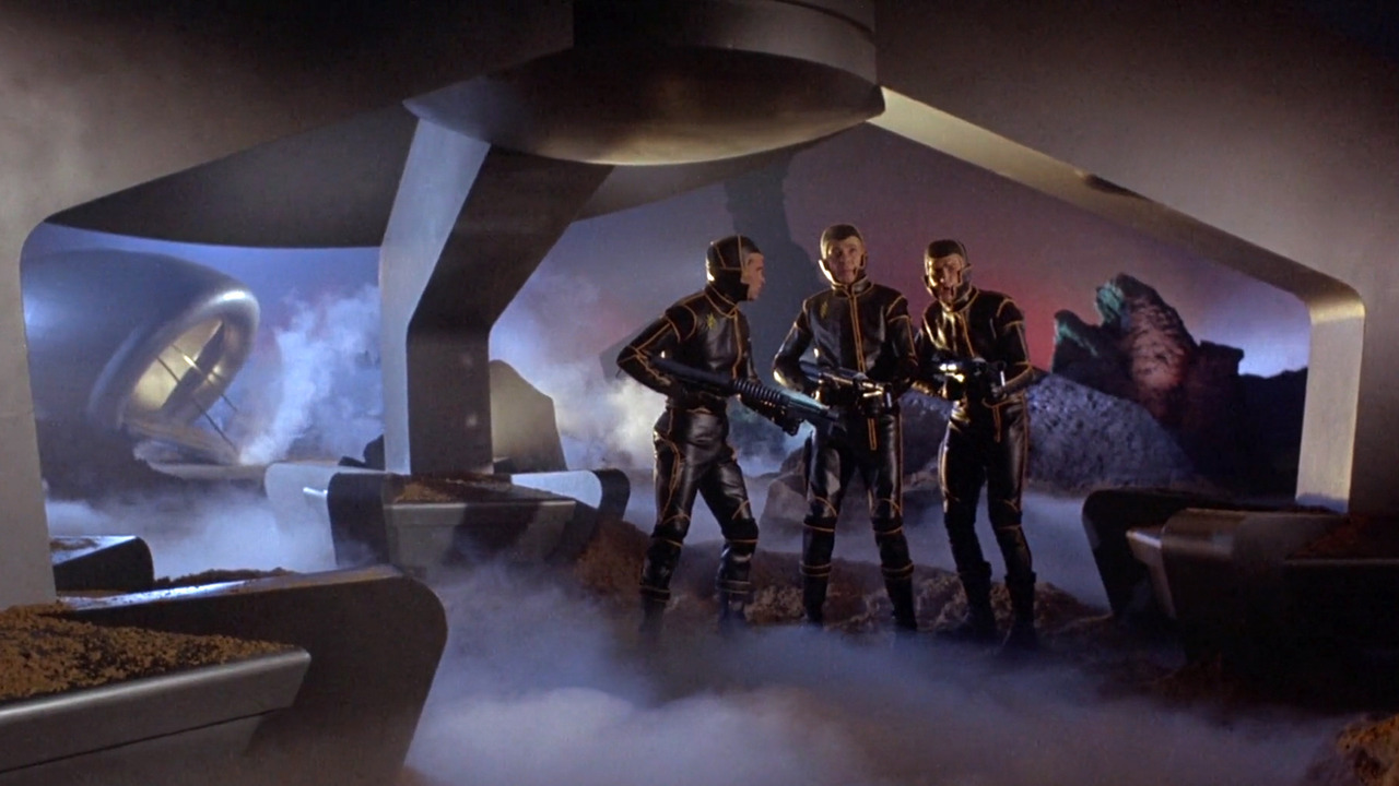 The crew of the Argos explore the planet in Planet of the Vampires (1965)