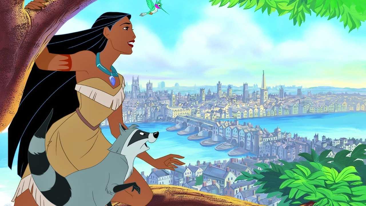 Pocahontas (voiced by Irene Bedard) travels to England in Pocahontas II: Journey to a New World (1998)