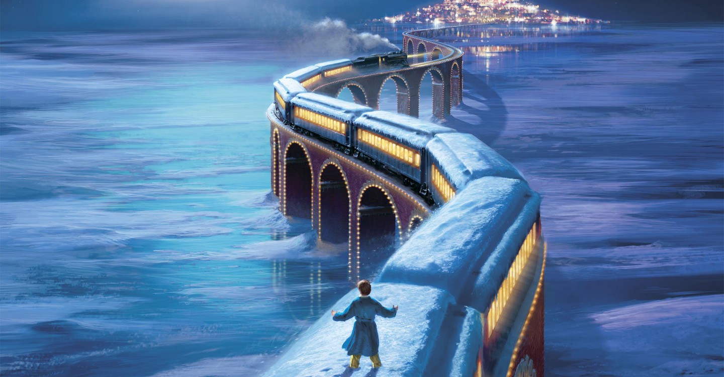 Train journey to the North Pole in The Polar Express (2004)