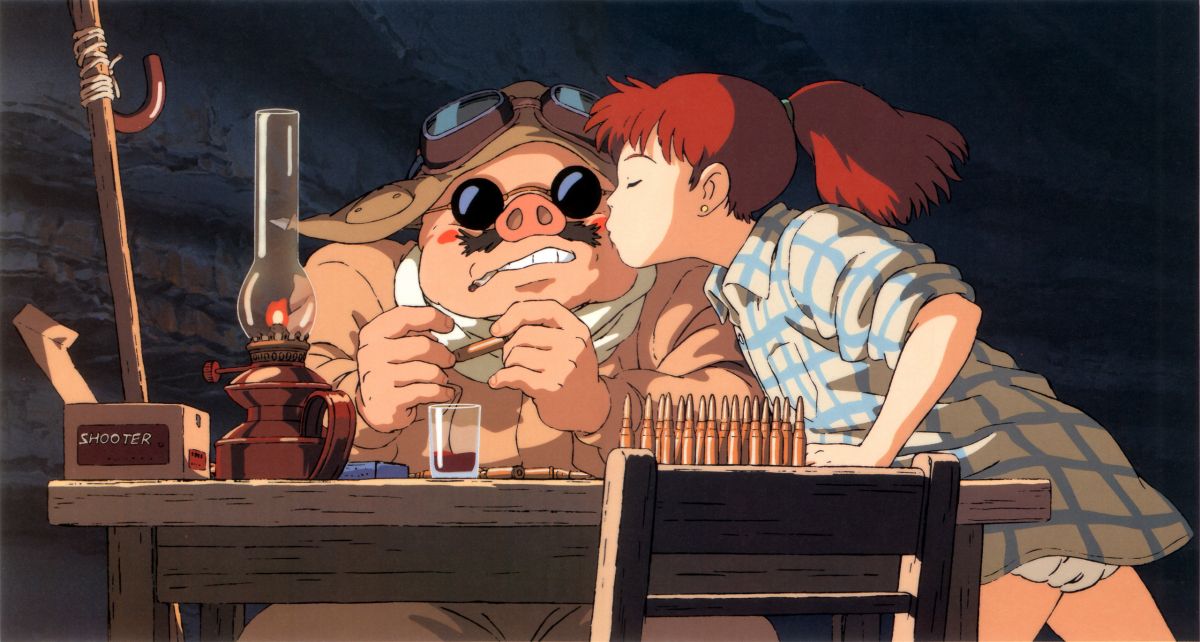 Porco receives a kiss in Porco Rosso (1992)