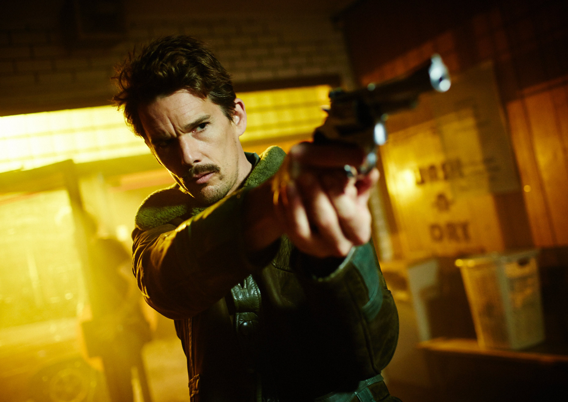 Ethan Hawke as the temporal agent known as The Barkeep in Predestination (2014)