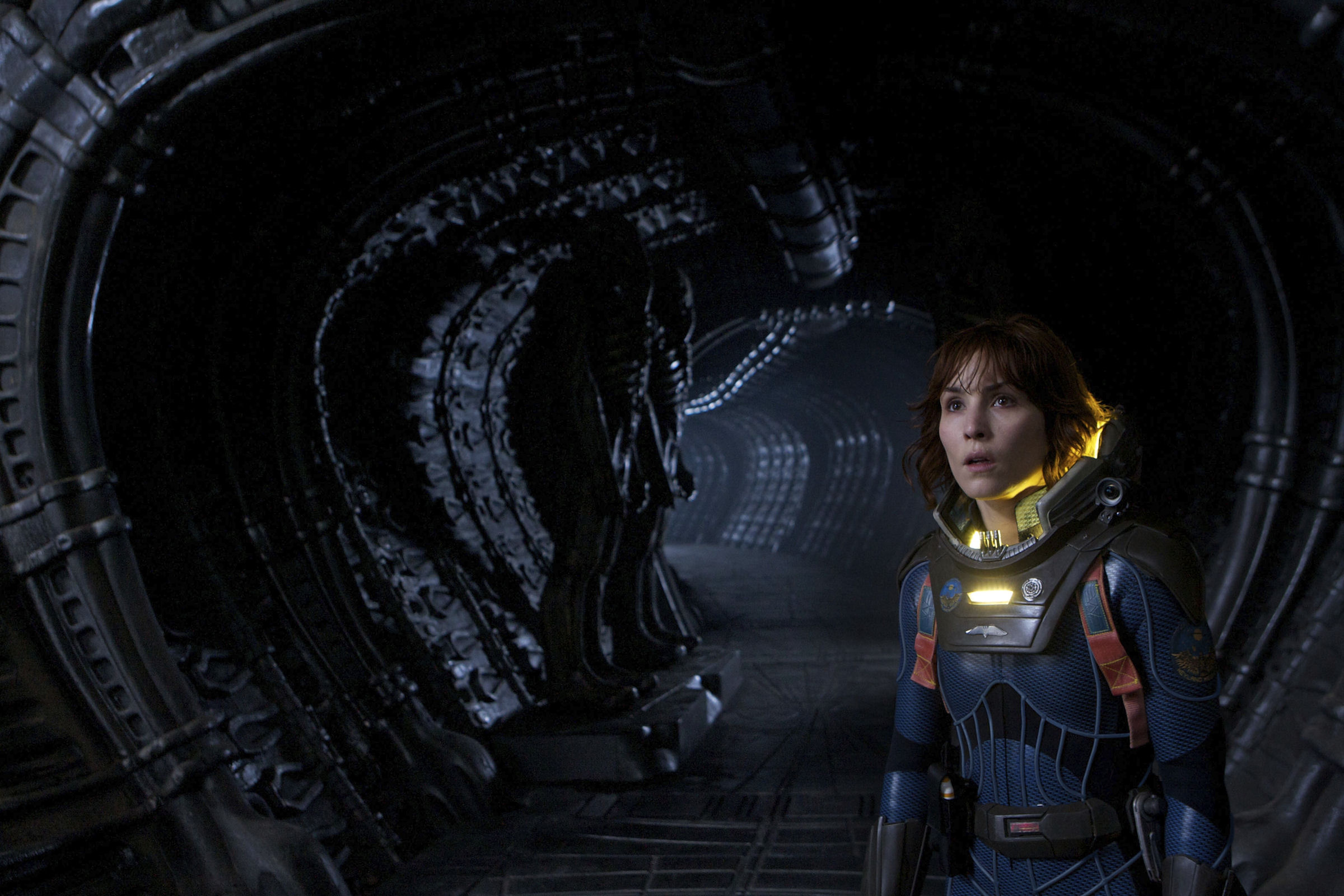 Noomi Rapace explores the alien ship in Prometheus (2012)