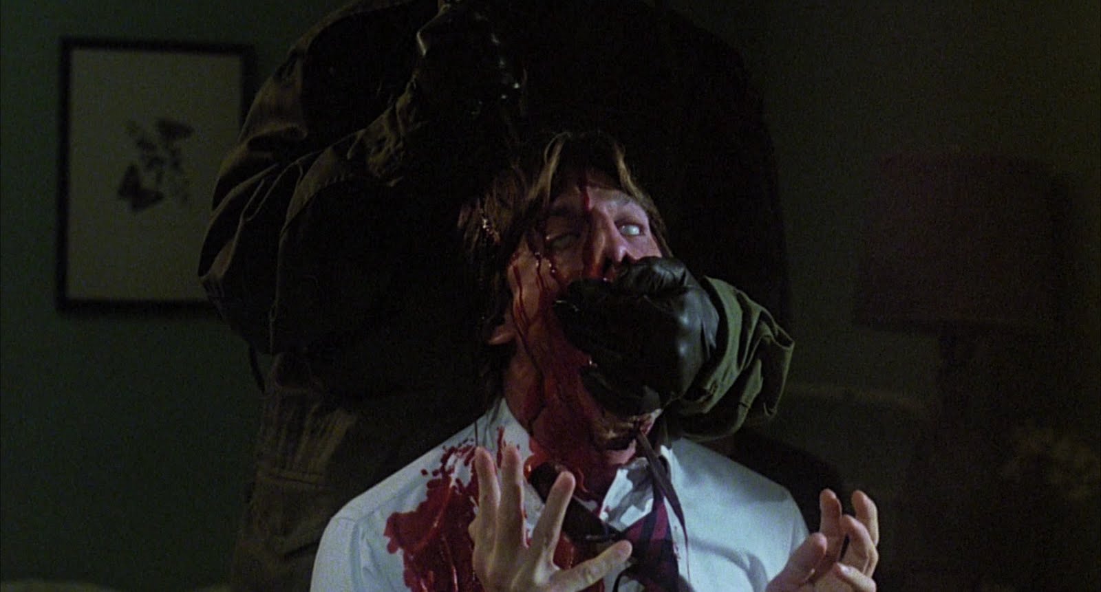 David Sederholm receives a knife through the head in The Prowler (1981)