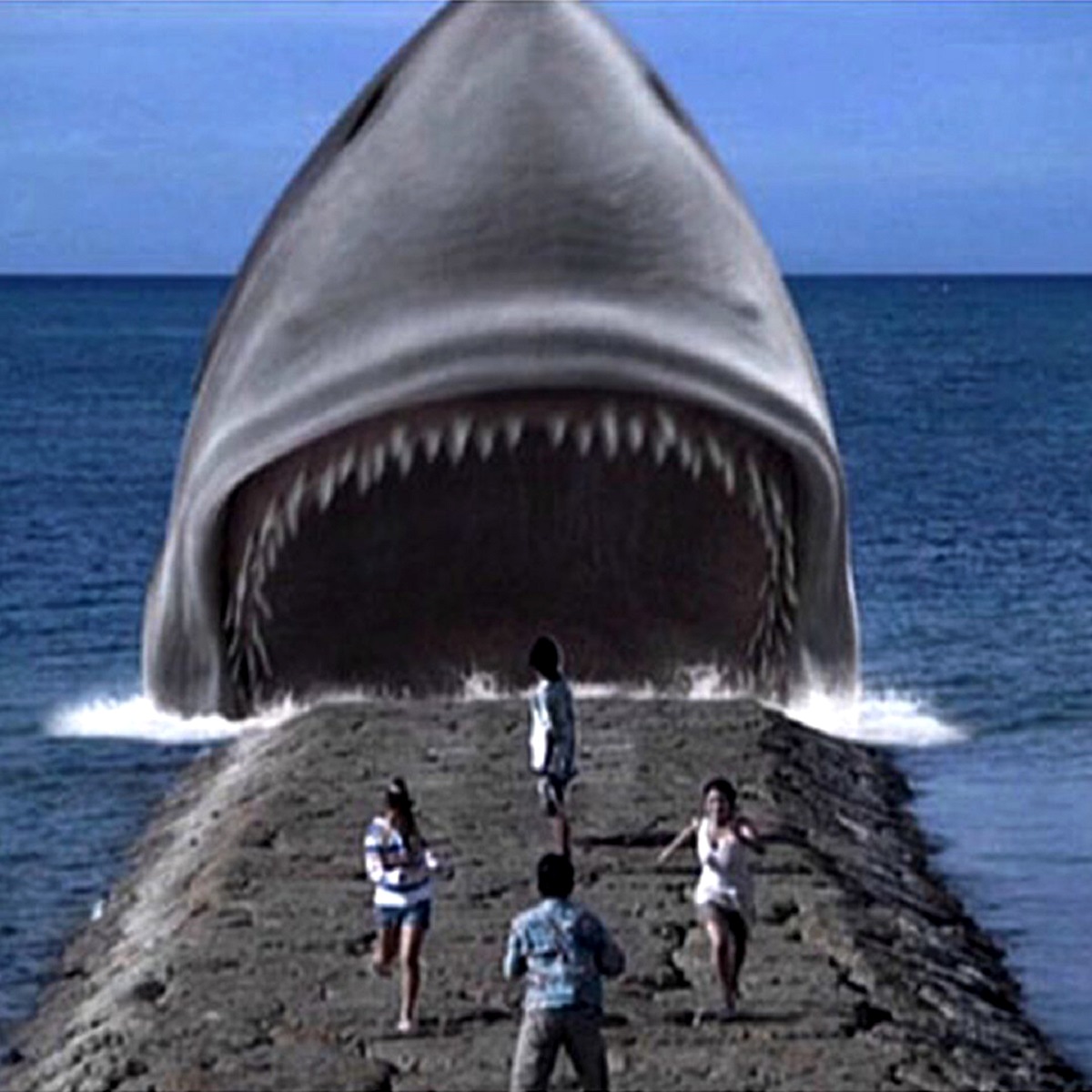 The shark appears at the end of the pier in Psycho Shark (2009) aka Jaws in Japan