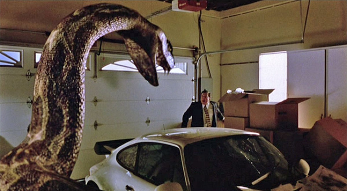 Scott Williamson is menaced by the giant snake in Python (2000)