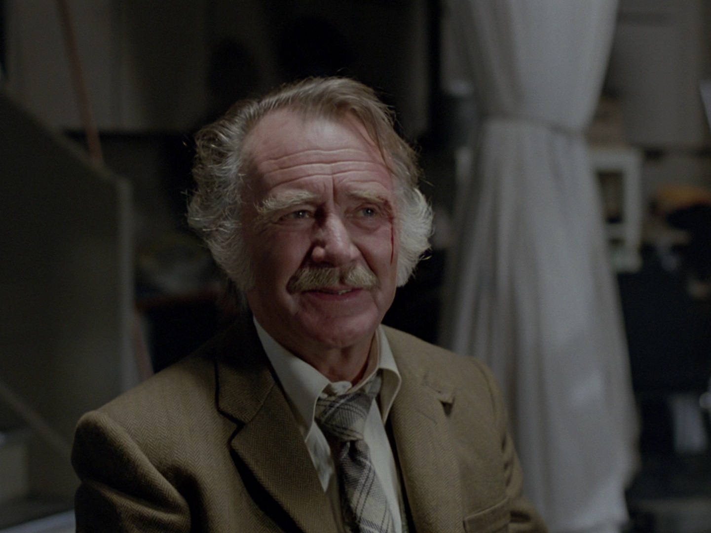 The aging Professor Quatermass (John Mills) in Quatermass (1979)