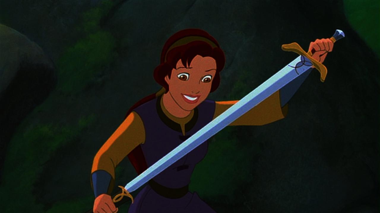 Kayley (voiced by Jessalyn Gilsig) with Excalibur in Quest for Camelot (1998)