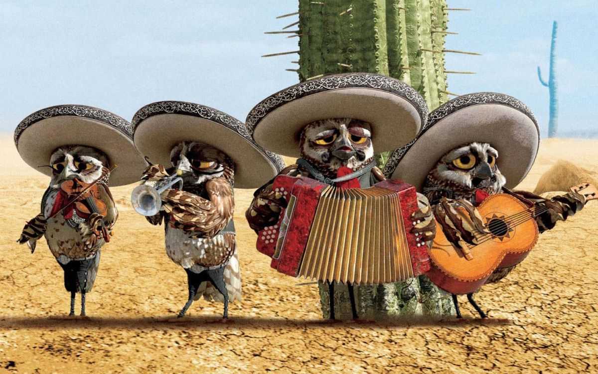 The chorus of owl mariachis in Rango (2011)