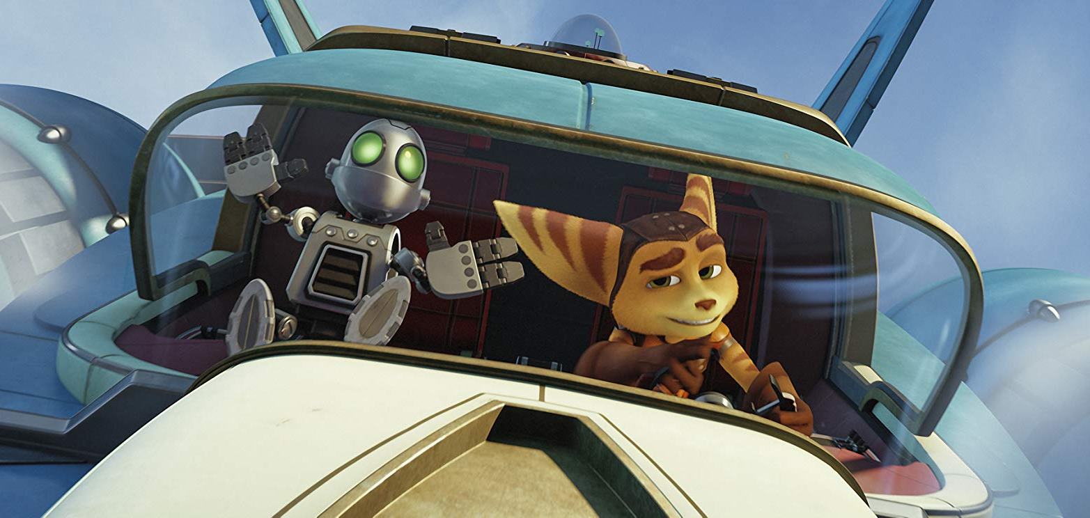 Ratchet (voiced by James Arnold Taylor) and the robot Clank (voiced by David Kaye) in Ratchet and Clank (2016)