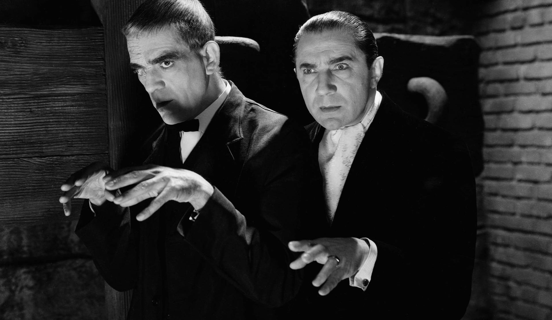 (l to r) Facially disfigured escaped murderer Boris Karloff and Poe-obsessed surgeon Bela Lugosi in The Raven (1935)