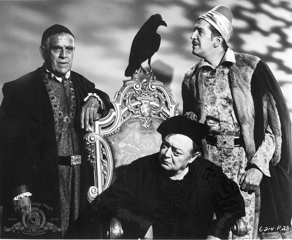 Rival magicians (l to r) Boris Karloff, Peter Lorre and Vincent Price in The Raven (1963)