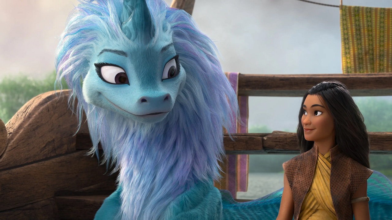 Sisu (voiced by Awkwafina) and Raya (voiced by Kelly Marie Tran) in Raya and the Last Dragon (2021)