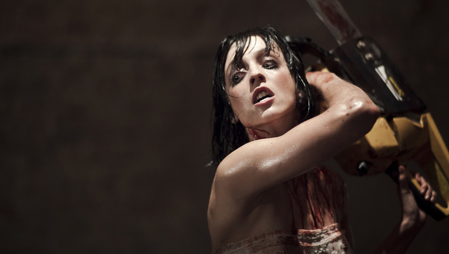 Leticia Dolera takes on zombies with a chainsaw in [Rec]3 Genesis (2012)