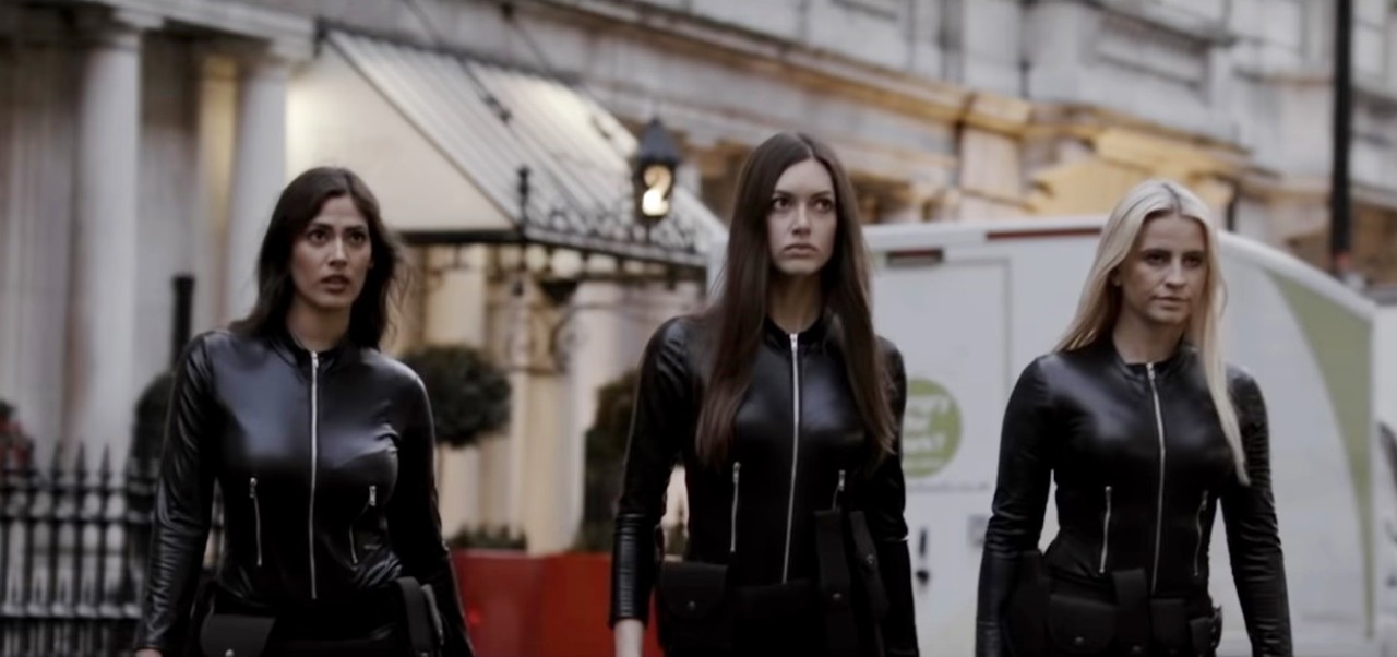 The three daughters of goddesses - Alina (Rita Di Tuccio), Nicole (Rebecca Finch) and Lindsay (Georgia Wood) in Reign of Chaos (2021)