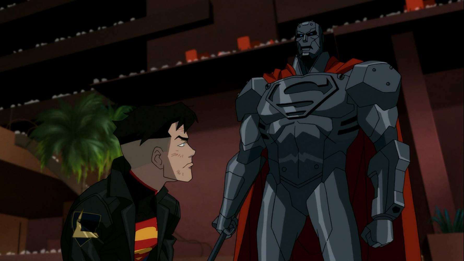 Superboy (voiced by Cameron Monaghan) and Steel (voiced by Chess Williams) - two of the Superman impostors in Reign of the Supermen (2019)