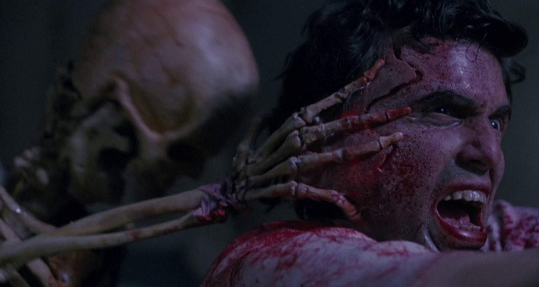 Chris Sarandon taken over by his resurrected ancestor in The Resurrected (1992)