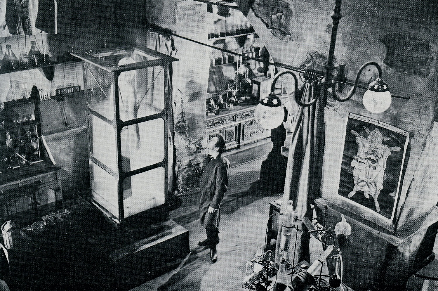 Baron Frankenstein (Peter Cushing) in his laboratory in The Revenge of Frankenstein (1958)