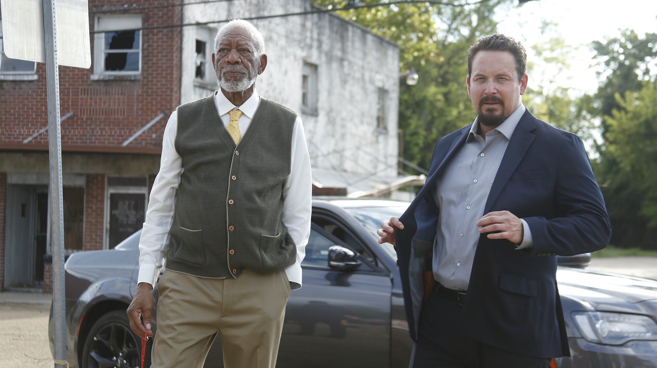 Morgan Freeman and Cole Hauser in The Ritual Killer (2023)