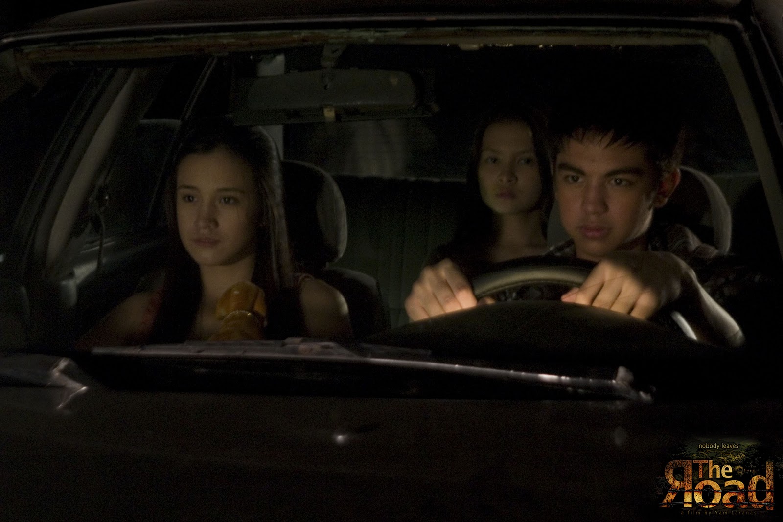 Lexi Fernandez, Barbie Forteza and Derrick Montaserio drive down in The Road (2011)